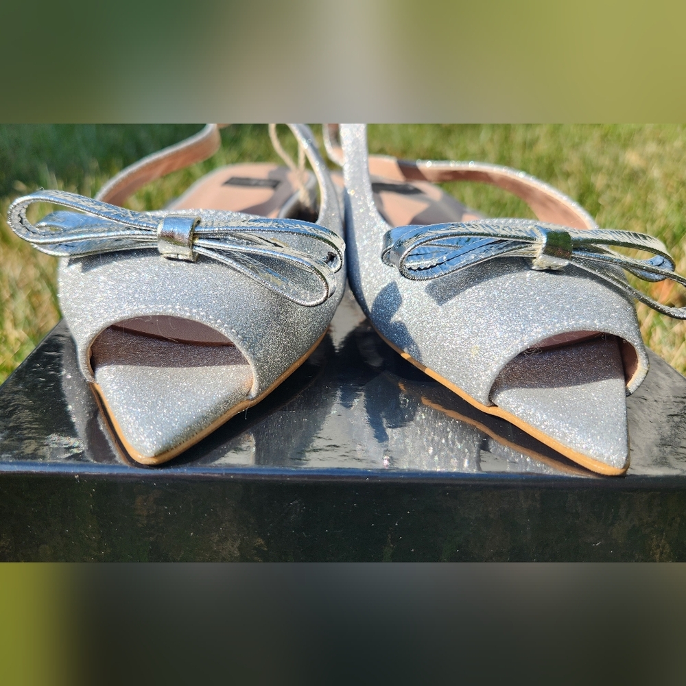 🇮🇹ISLO ISABELLA LORUSSO open toe flat slingback silver metallic sandals in 38 - Picture 5 of 15